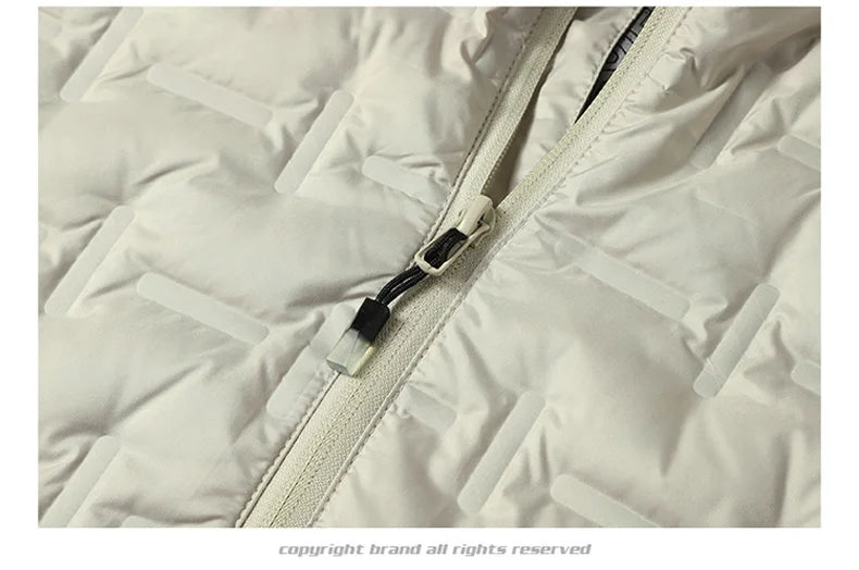 Men's Winter White Graphene Hooded Puffer Jacket, Windproof Down Coat