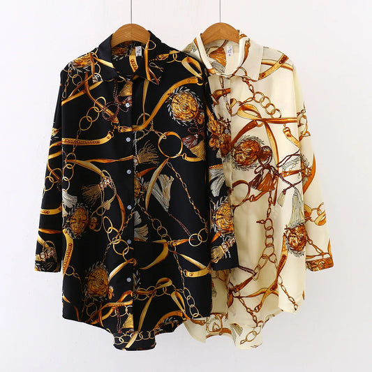 Women's Vintage Button Loose Casual Shirt Blouse Cardigan