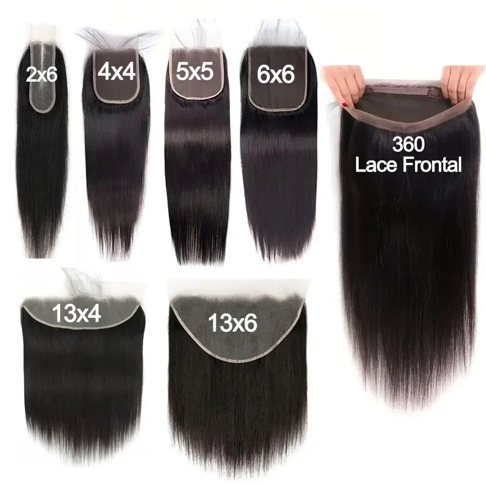 Straight 13x6 Lace Frontal Only 360 Lace Brazilian Virgin Human Hair 2x6 Lace Closure 4x4 5x5 Transparent Swiss Lace Closure