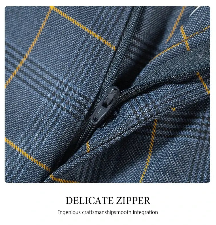 Men's 3-Piece Checkered Business and Wedding Suit