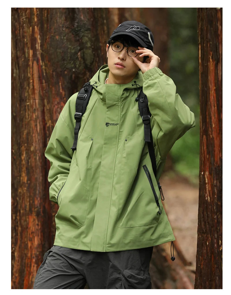 Men's Waterproof Hooded Hiking Bomber Windbreaker