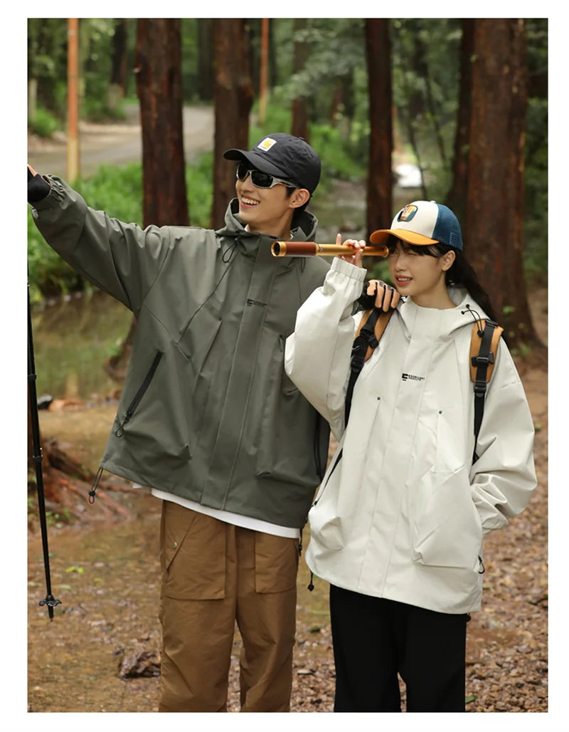 Men's Waterproof Hooded Hiking Bomber Windbreaker