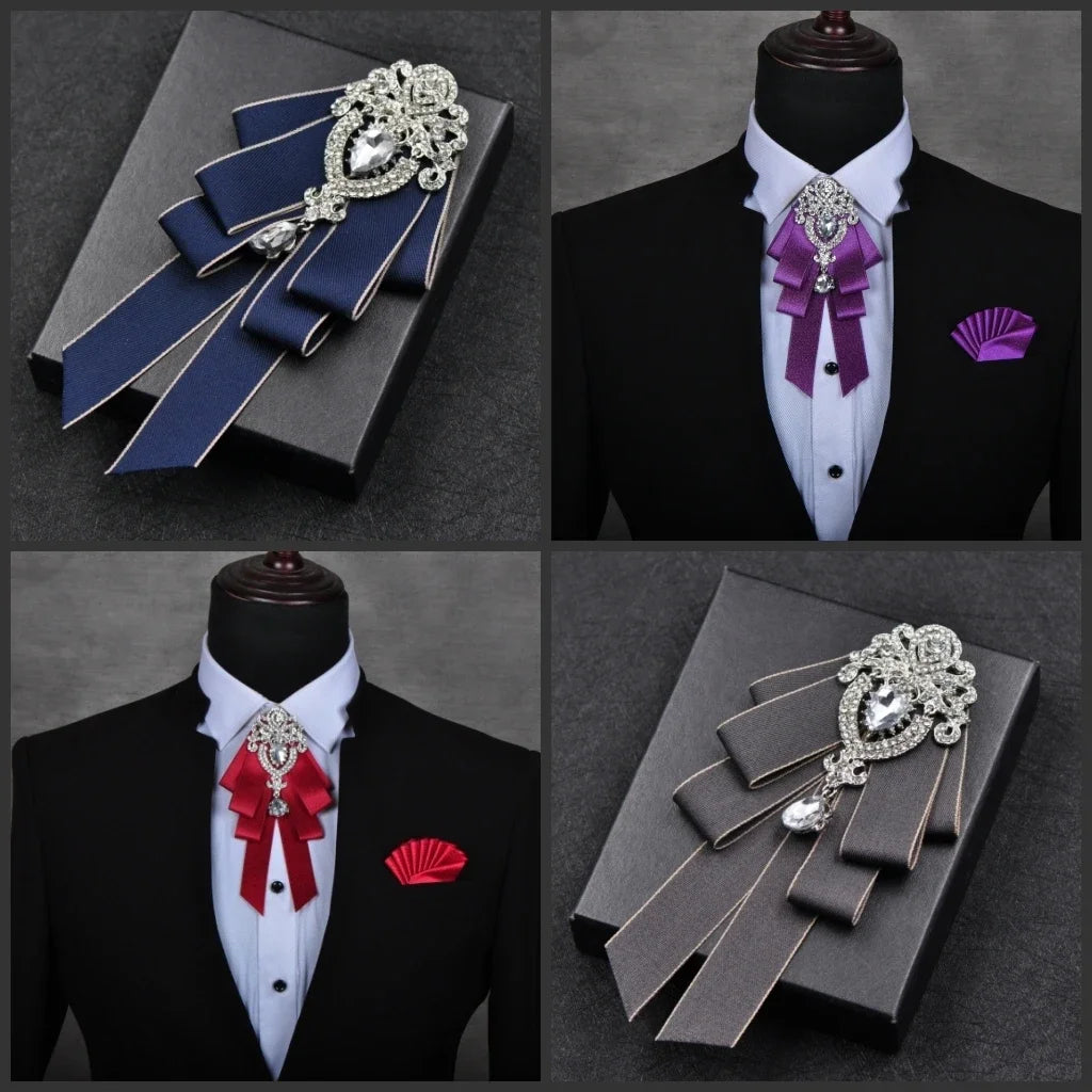 Men's Women's Wedding Bow Tie Brooch Flower Corsage 3-Piece Set