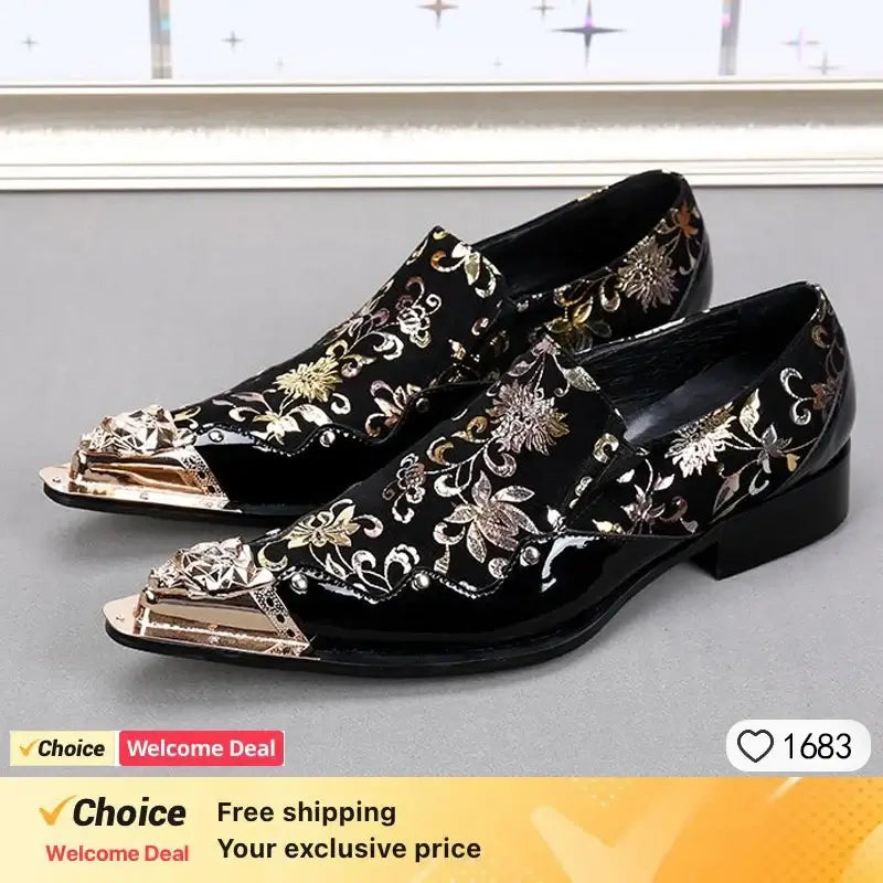 Men's Italian Snake Grain Pointed Leather Dress Shoes