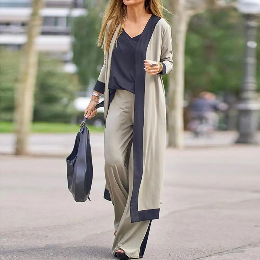 Women's 3-Piece Fall Spaghetti Strap Cardigan Vest Coat Pants Set