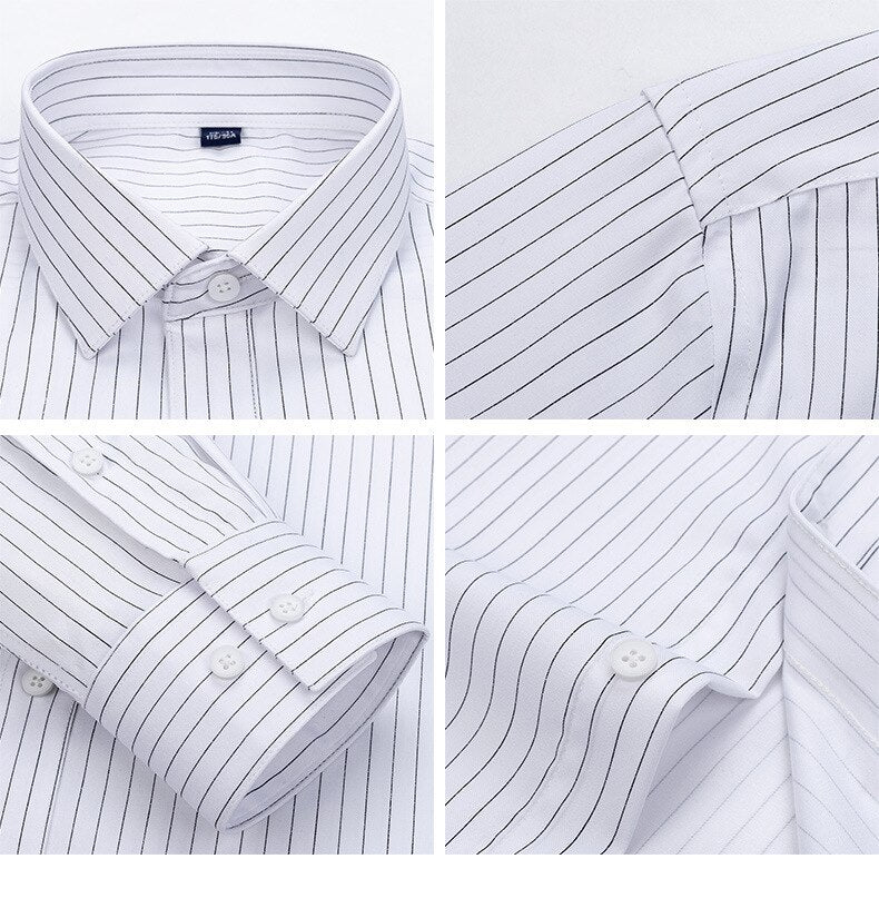 Men's Striped Long Sleeve Business Casual Dress Shirt