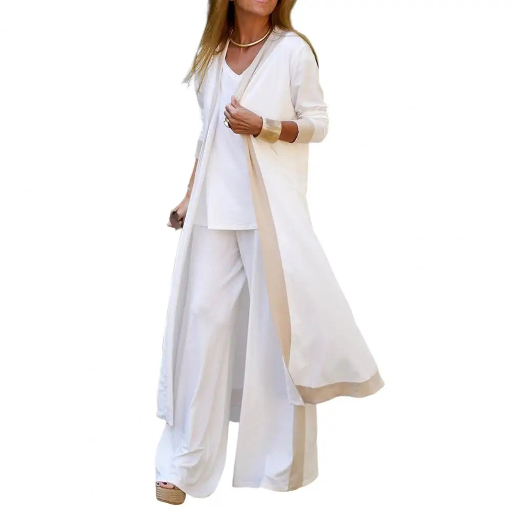 Women's 3-Piece Fall Spaghetti Strap Cardigan Vest Coat Pants Set