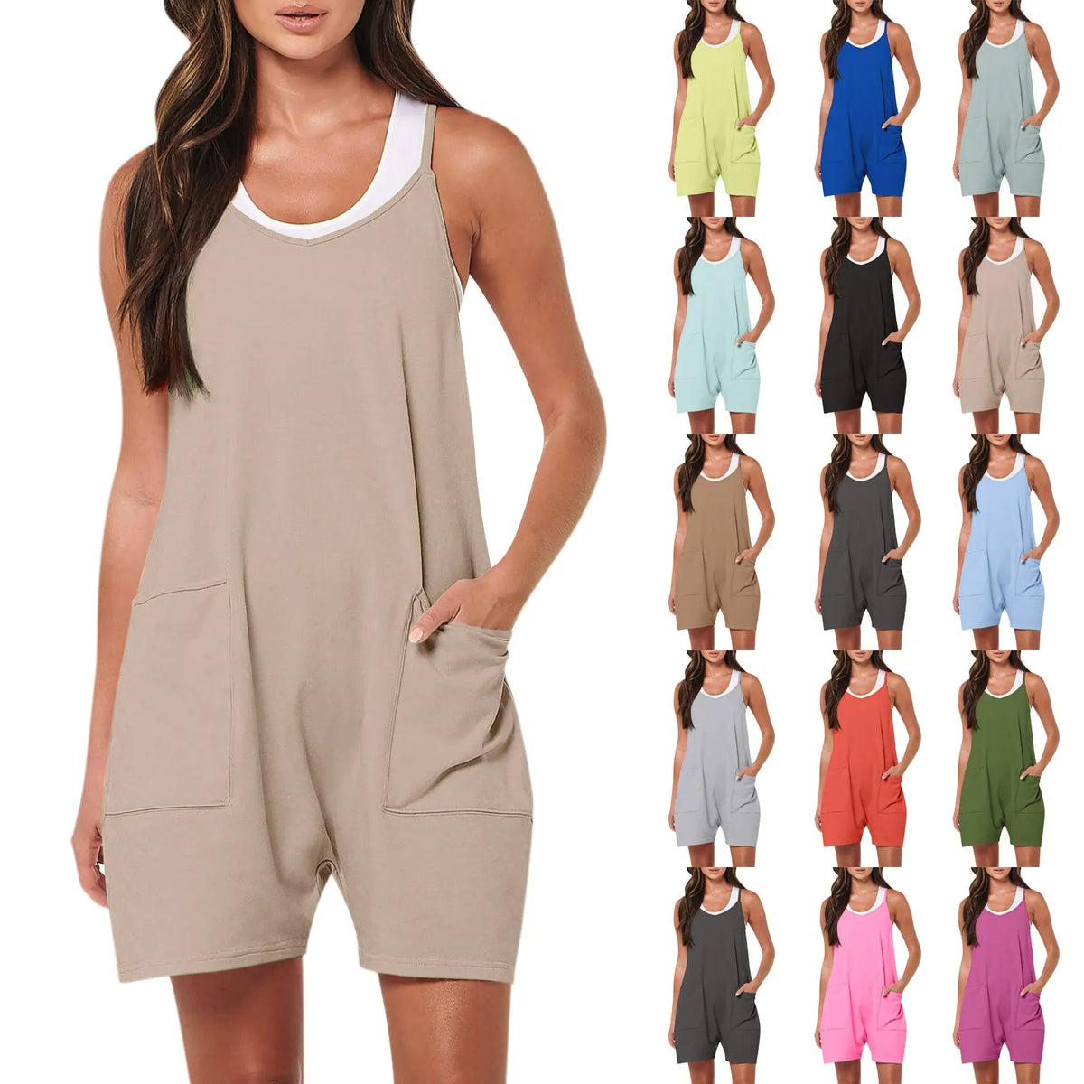 Women's Summer Sleeveless Adjustable Strap Loose Romper