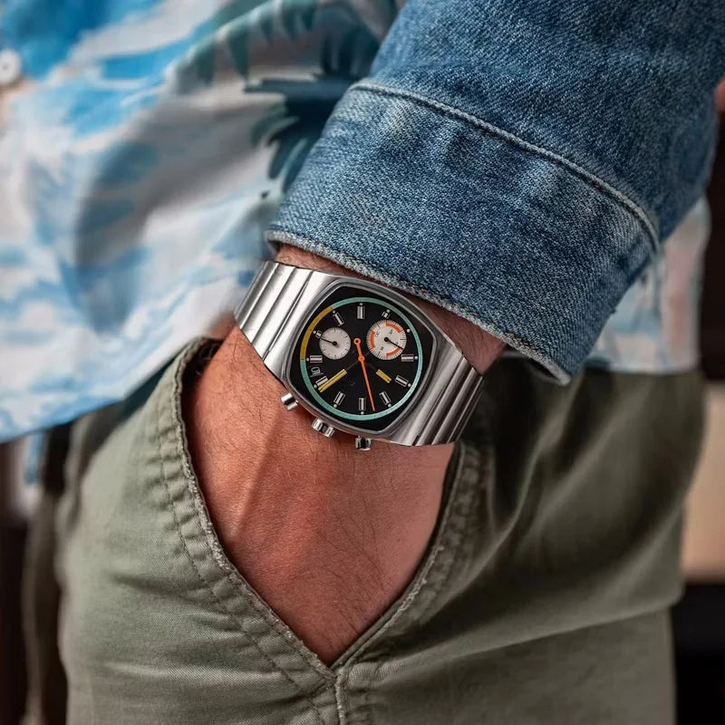 Men's Square Dial Splash-Resistant Automatic Mechanical Watch