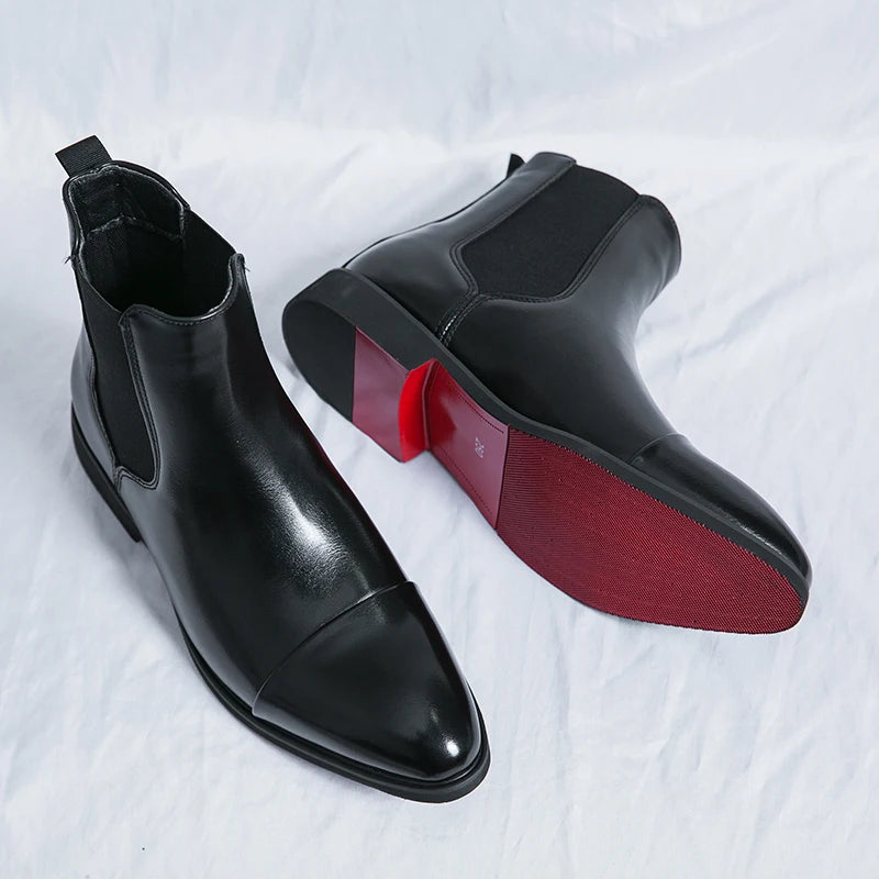 Men's Red Bottom Chelsea Ankle Boots