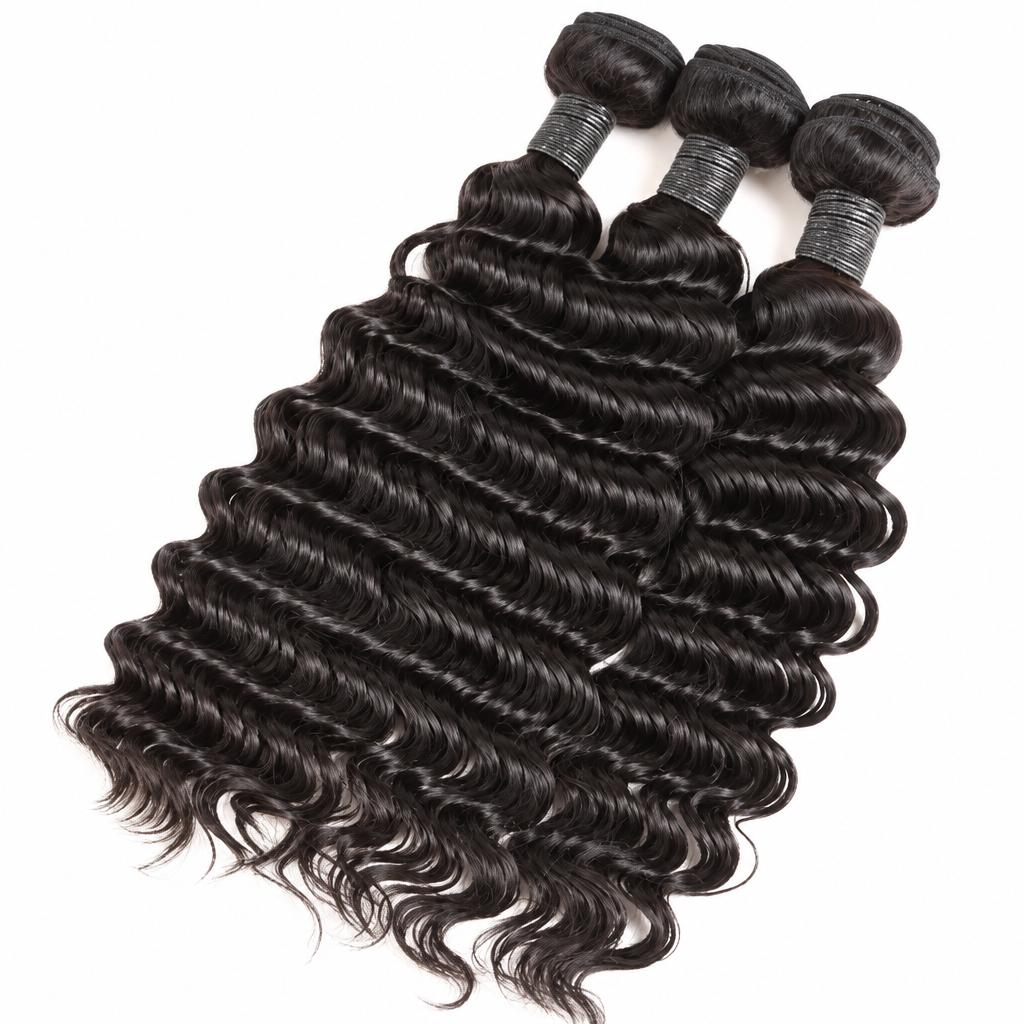 Deep wave Brazilian hair bundles texture close-up