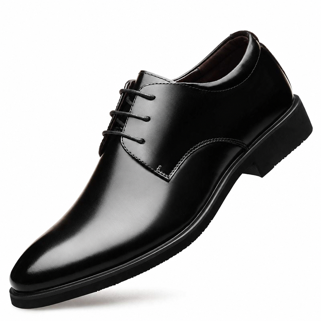 Men's cow leather dress flats business oxford shoes black