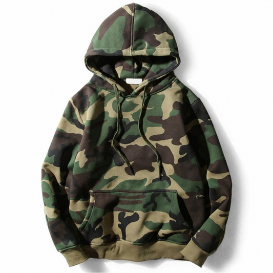 Men's army green camo fleece pullover hoodie