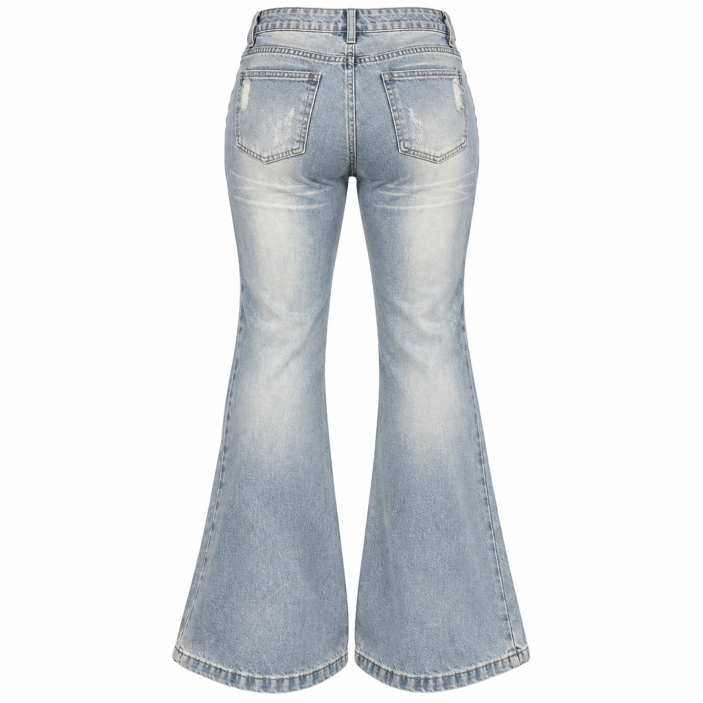 Women's flared jeans back view
