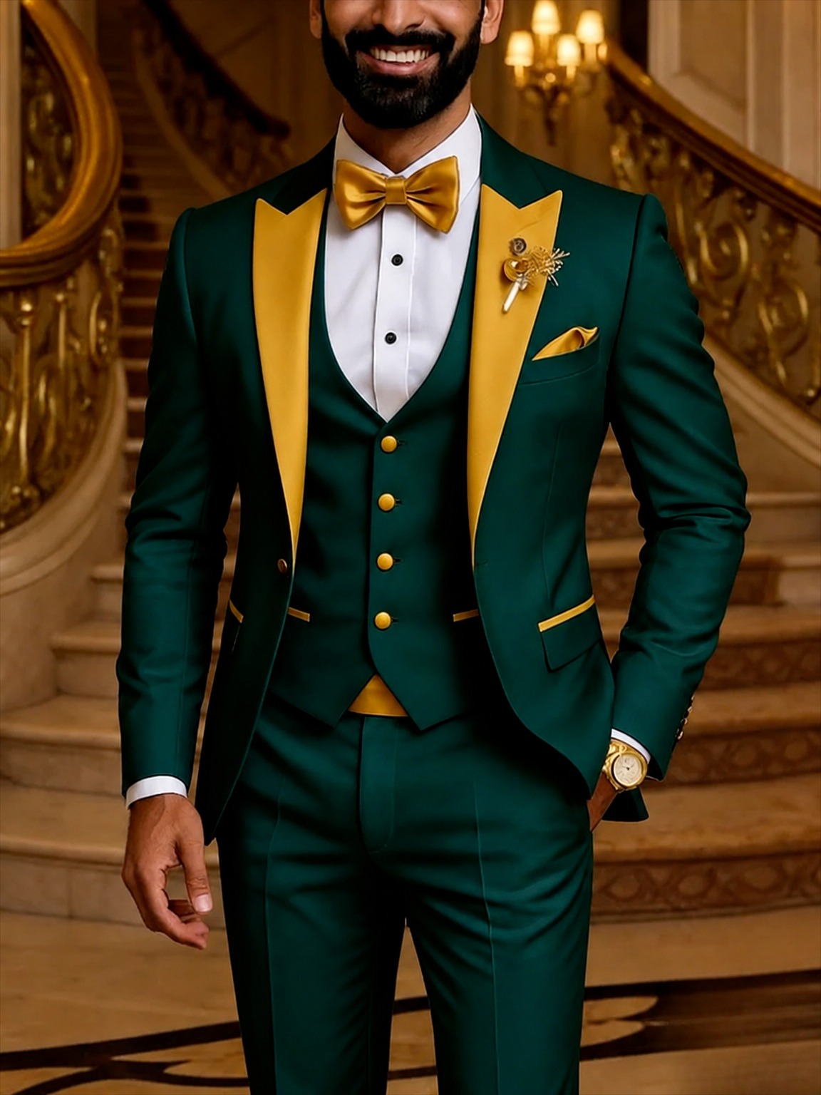 Men's 3-piece tuxedo suit colorway clean product photo
