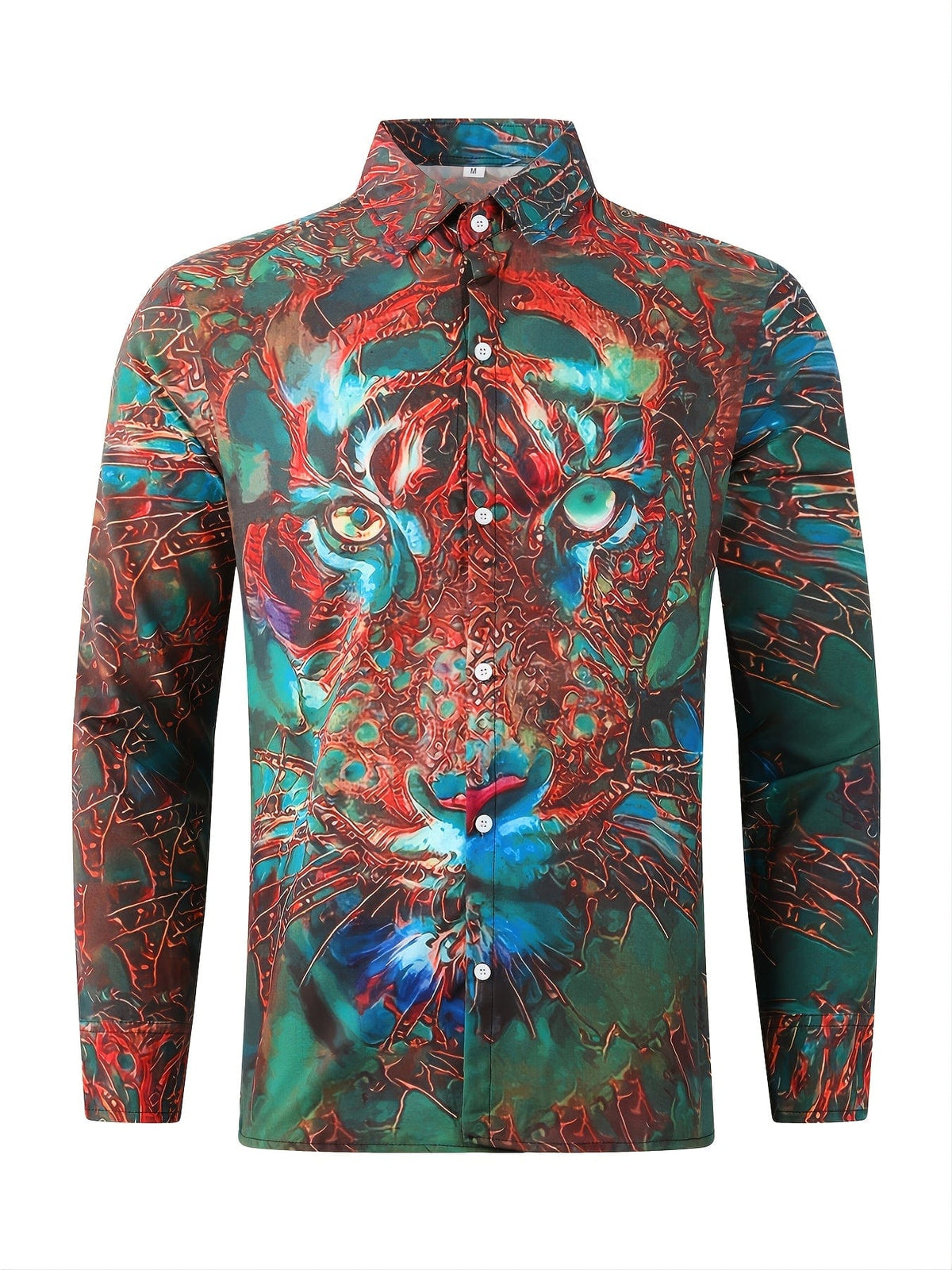Men's Printed Green Long Sleeve Shirt