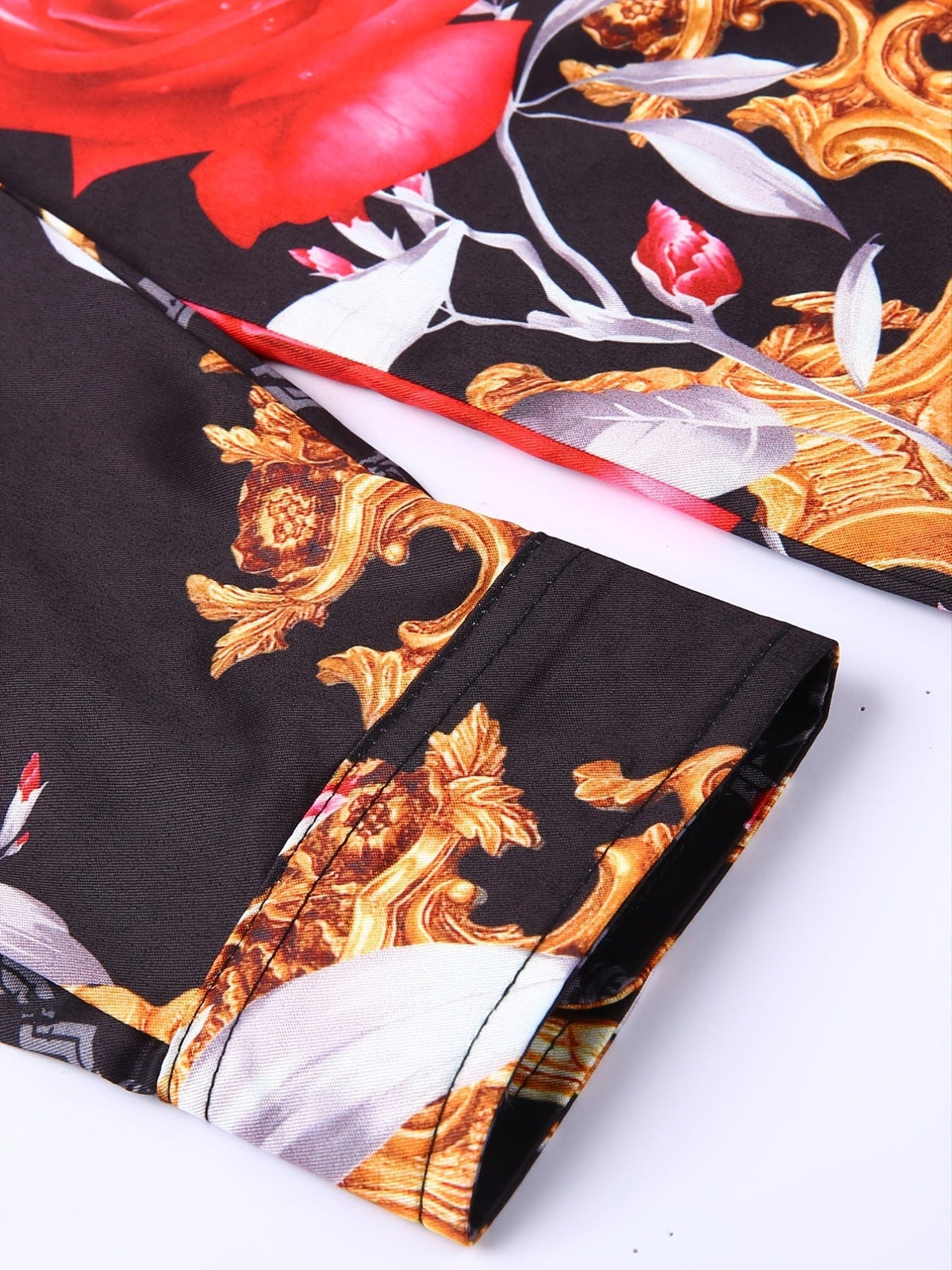 Men's Long Sleeve Print Dress Shirt for Party and Wedding