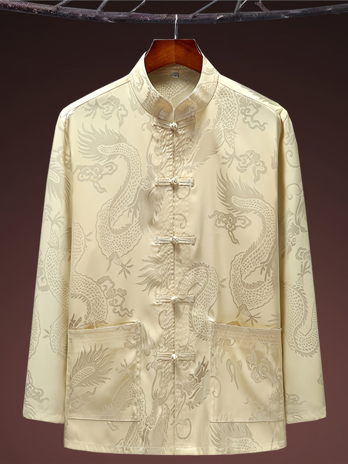 Men's Ice Silk Long-Sleeve Tang Suit Shirt for Tai Chi