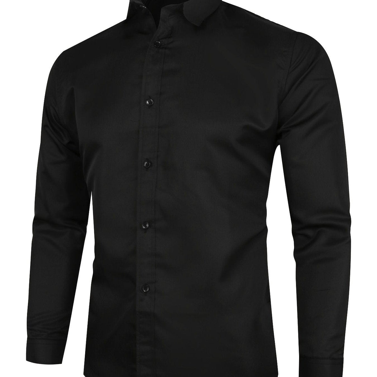 Men's Solid Long-Sleeve Business Button-Up Shirt, Slim Fit