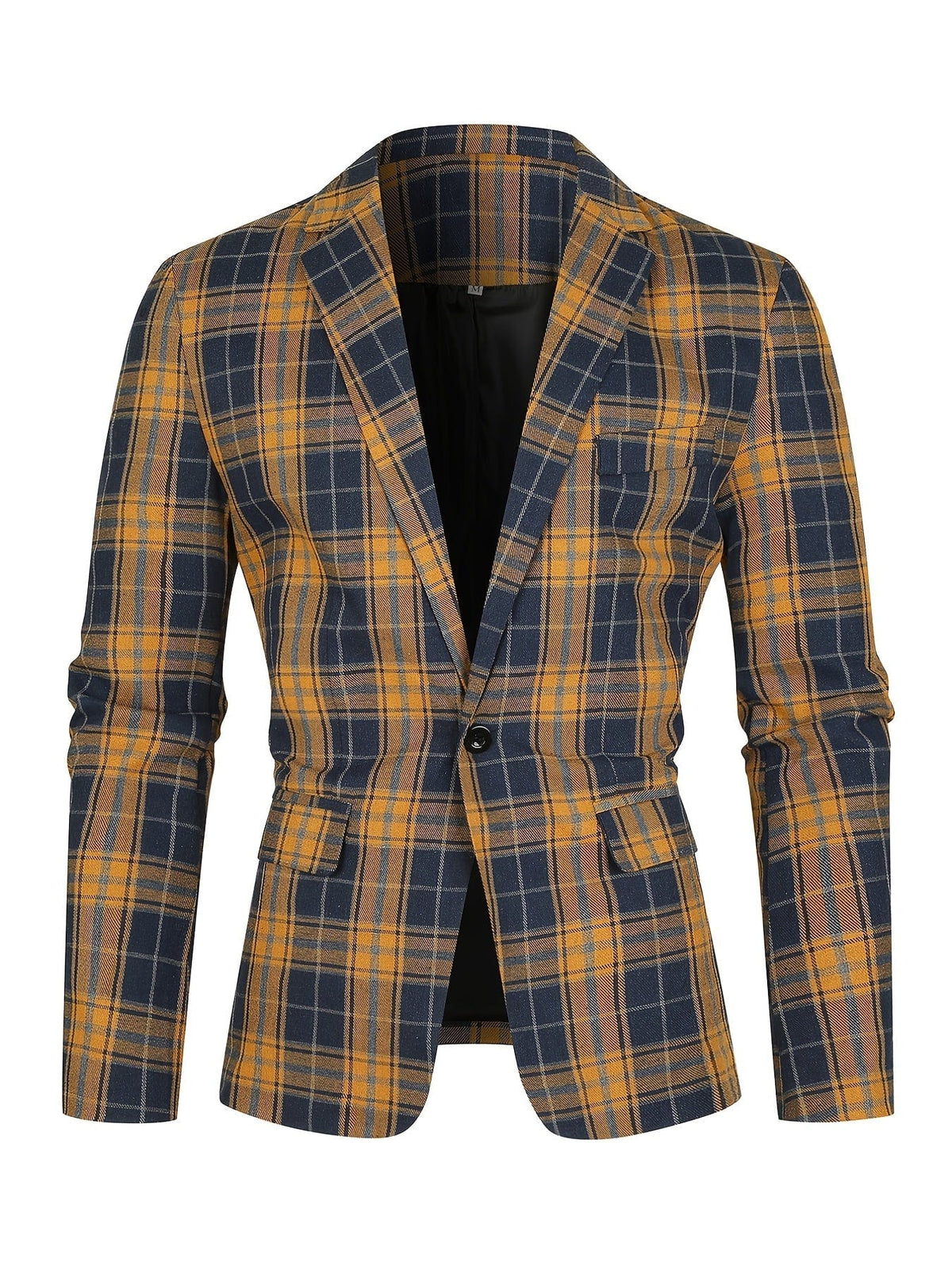 Men's Classic Slim Fit One-Button Plaid Blazer Jacket