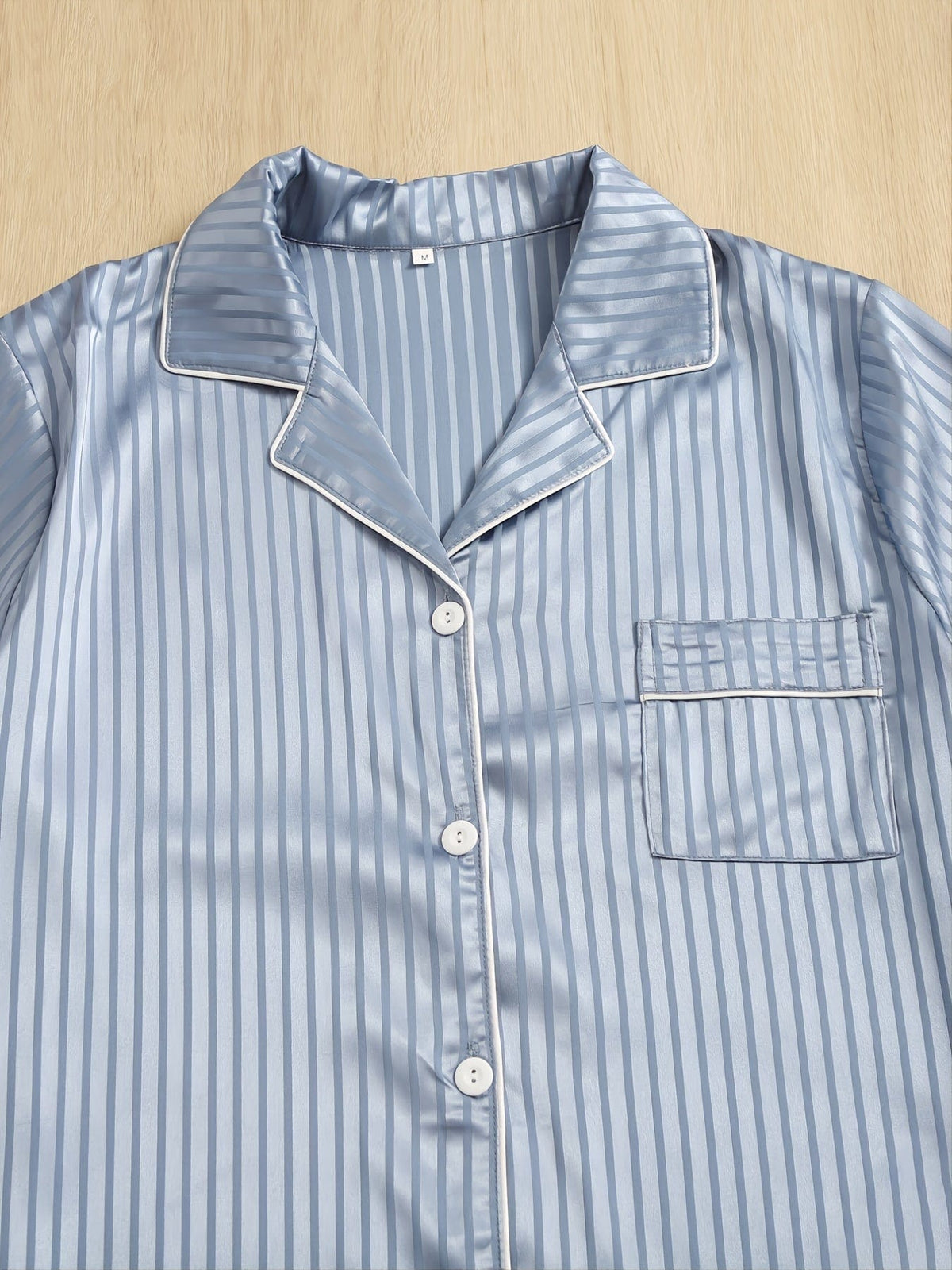 Men's Satin Button-Up Striped Pajama Set, Sleepwear