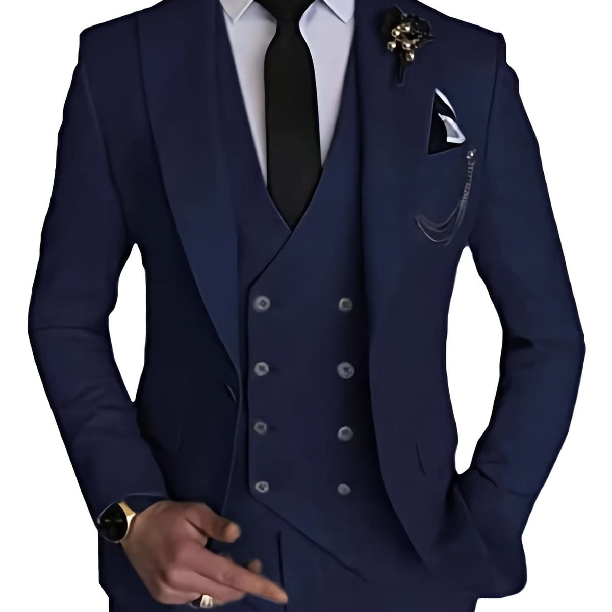 Men's Slim Fit Blazer Double-Breasted Vest and Pants Suit Set