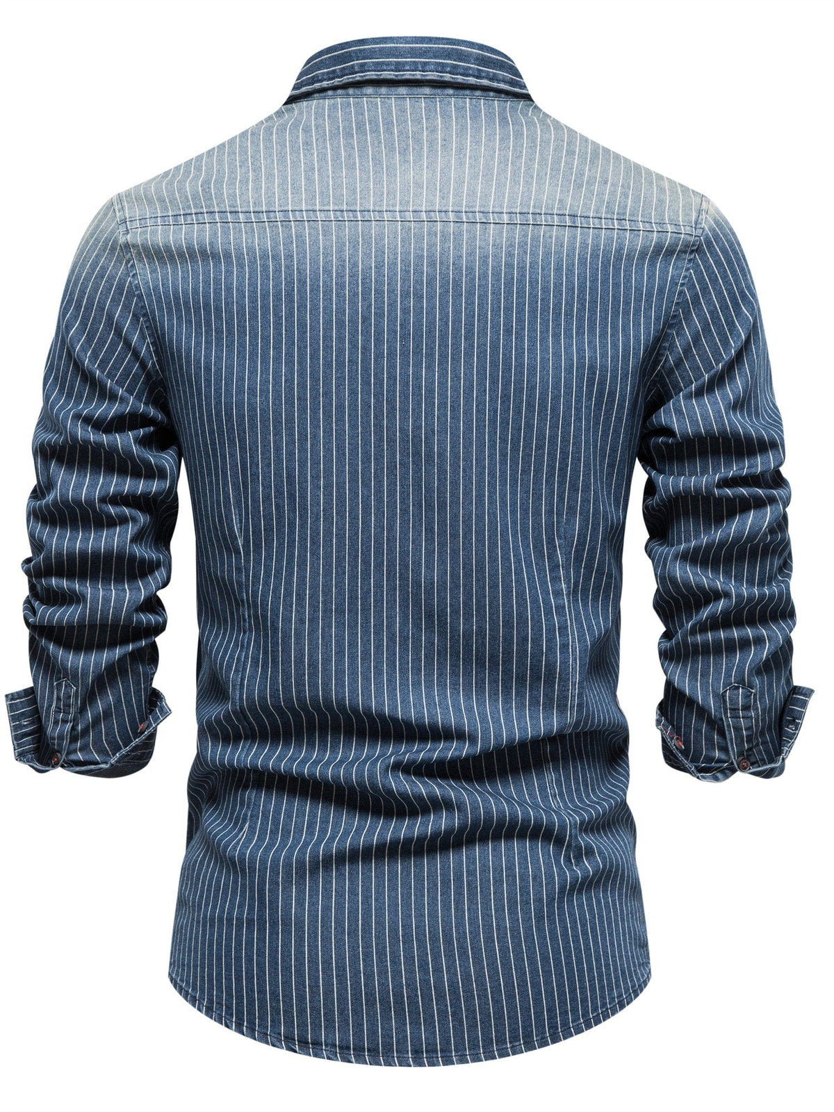 Men's Slim Striped Stretch Denim Shirt