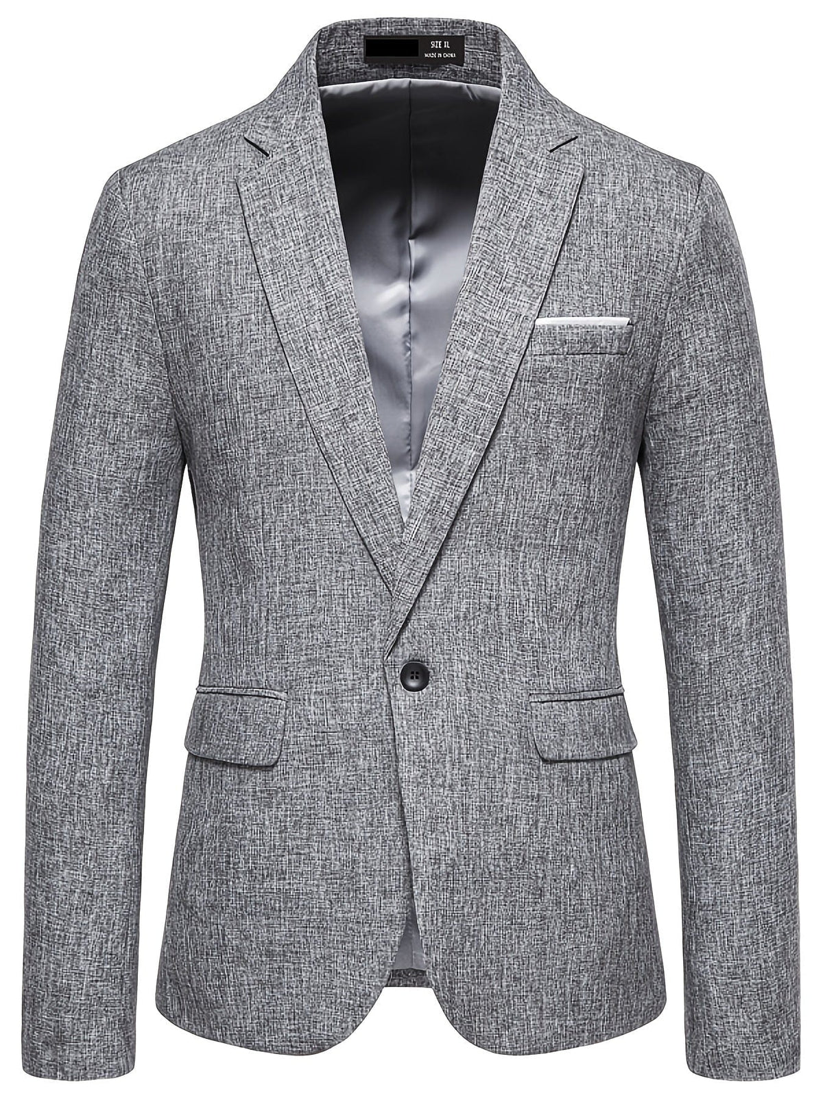 Men's Casual Grey Blazer Suit With One Button