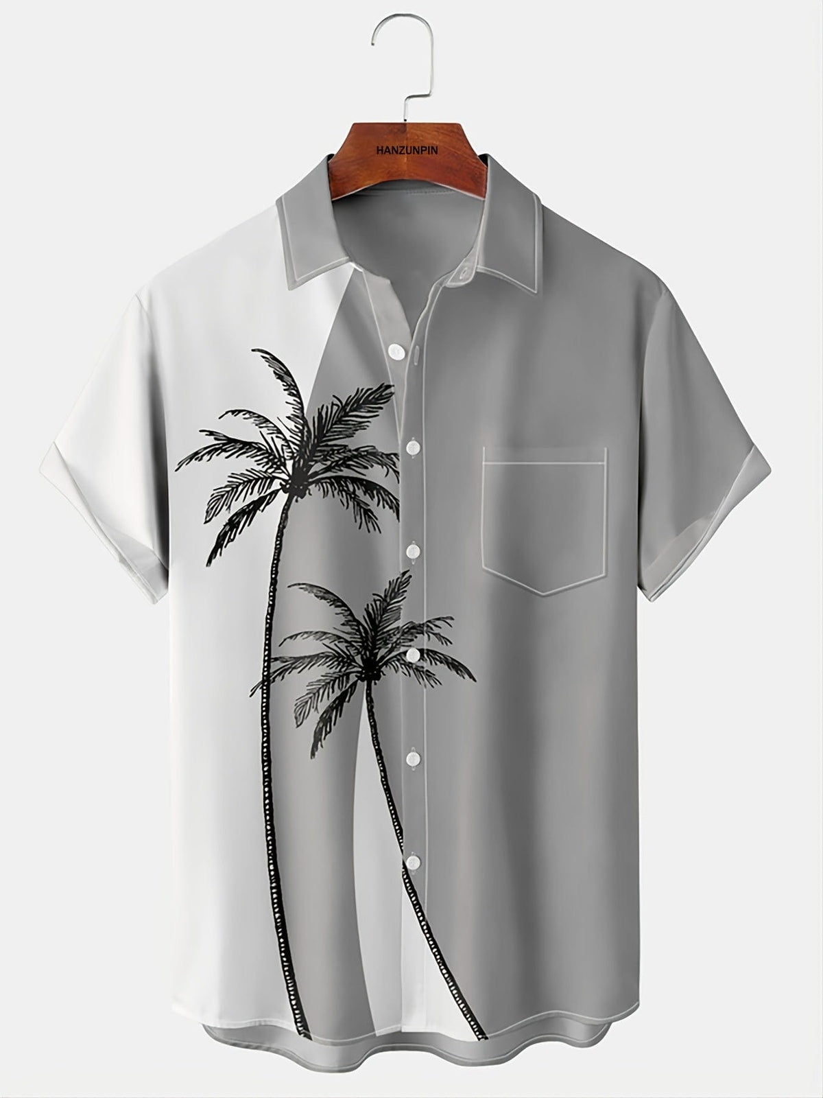 Men's Plant Print Casual Button-Down Shirt