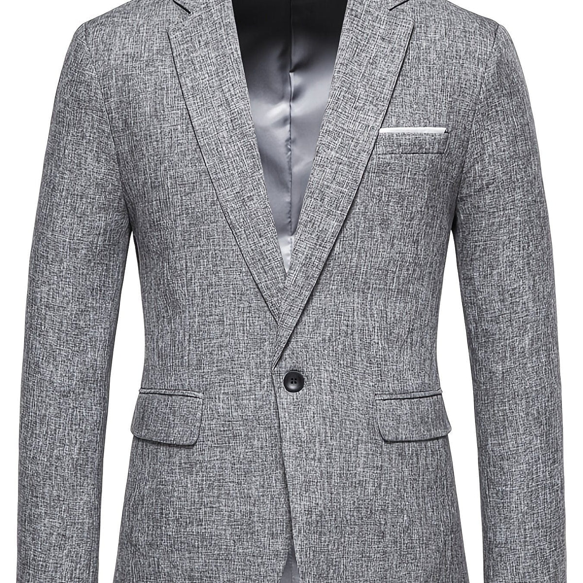 Men's Casual Grey Blazer Suit With One Button