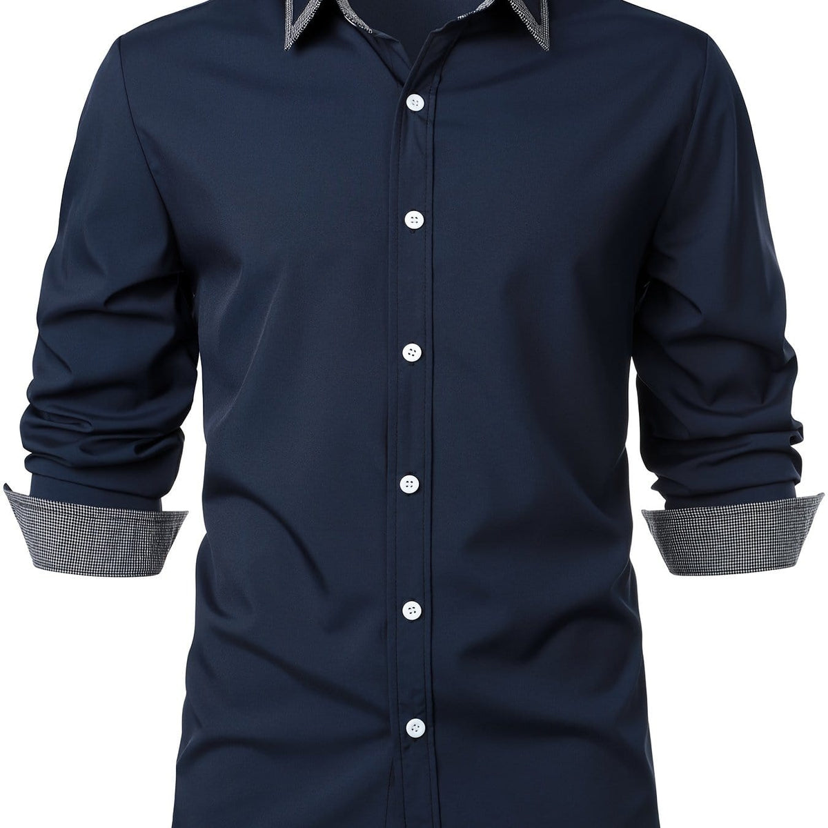 Men's Plaid Collar Button-Down Long Sleeve Business Shirt