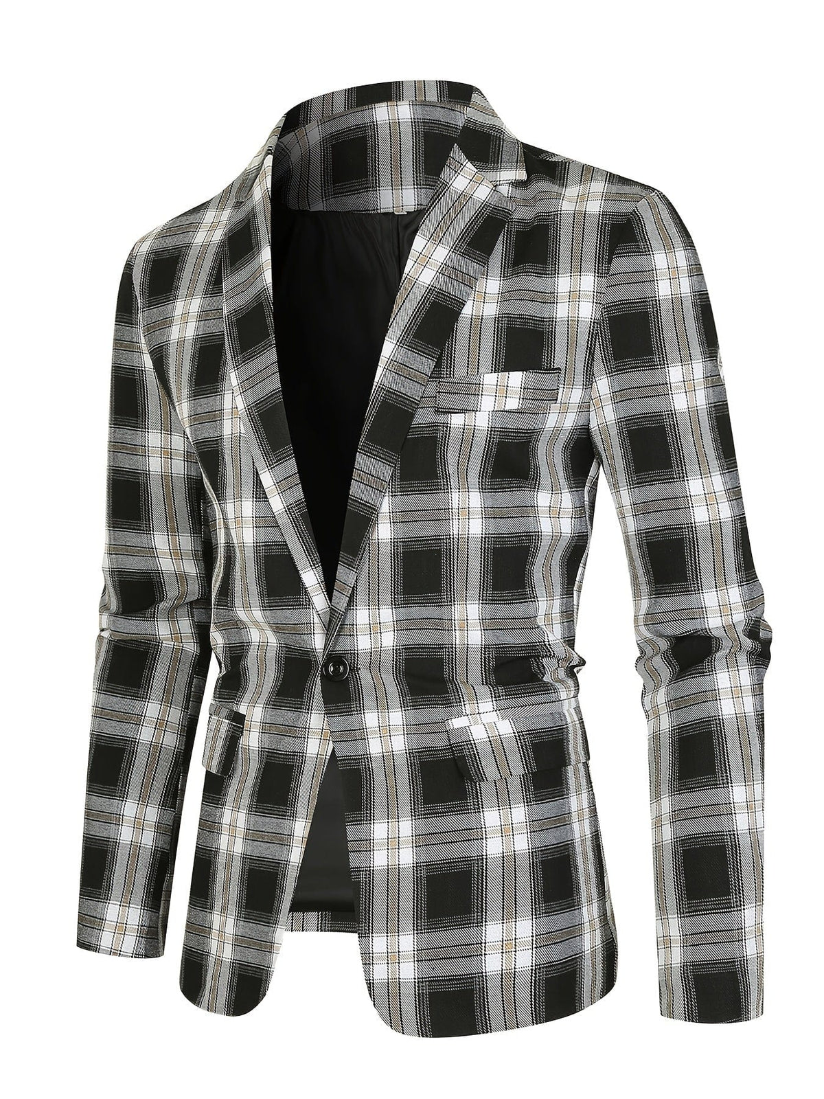 Men's Classic Slim Fit One-Button Plaid Sports Blazer