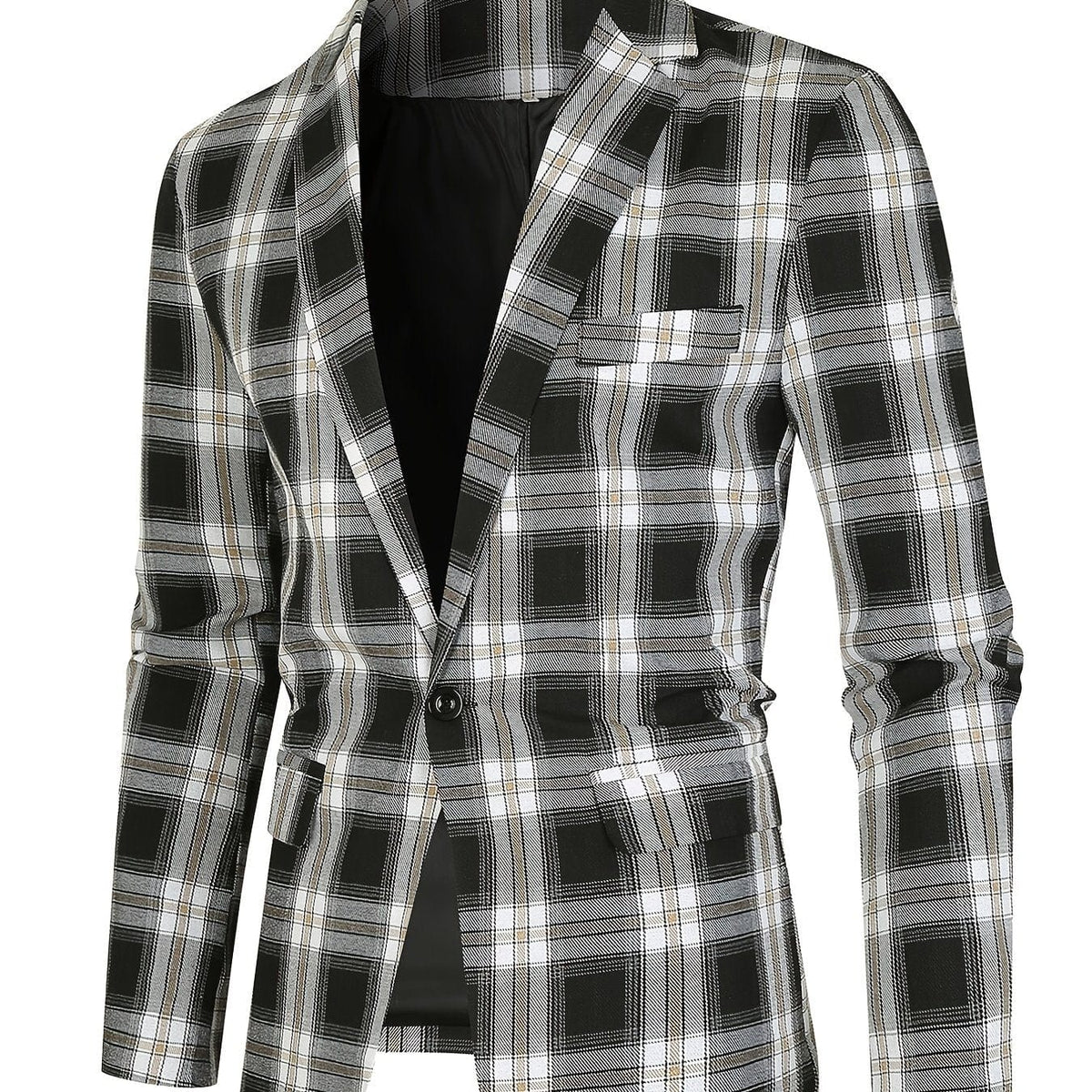 Men's Classic Slim Fit One-Button Plaid Sports Blazer