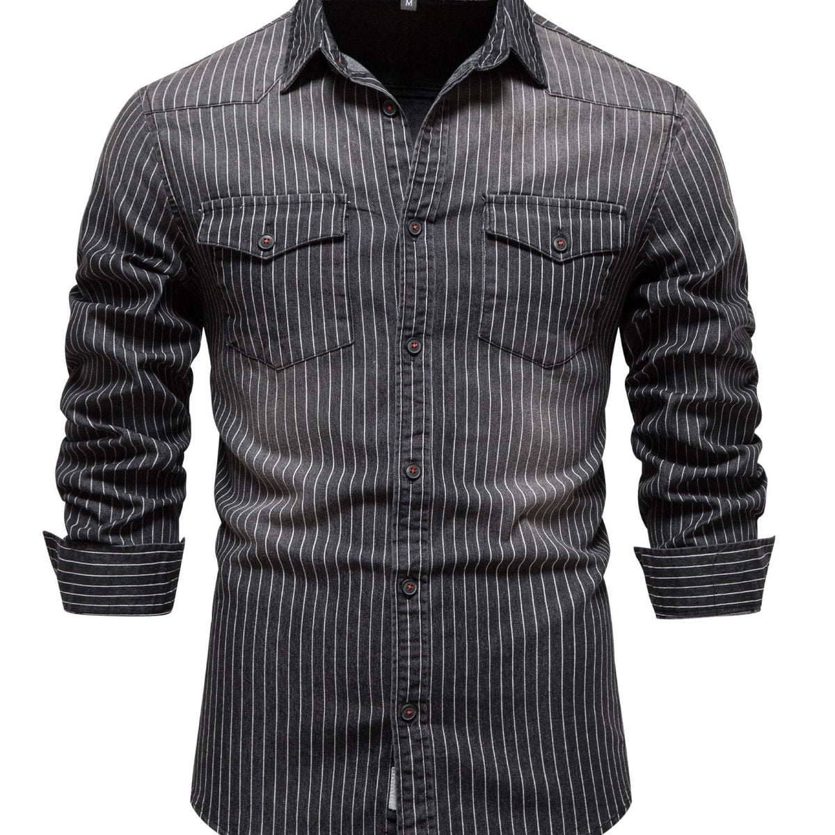 Men's Slim Striped Stretch Denim Shirt