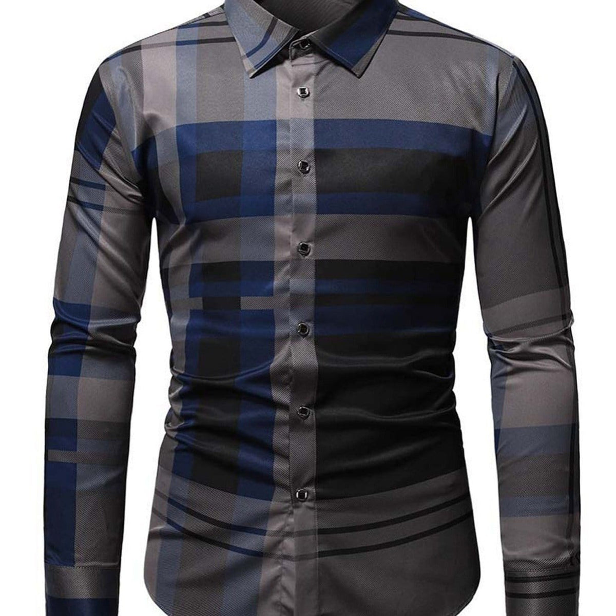 Men's Plaid Print Long Sleeve Shirt