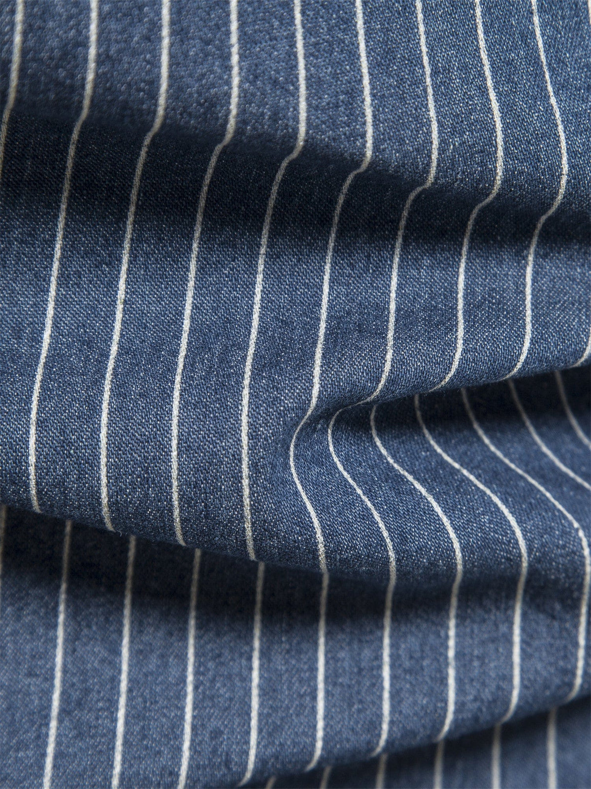Men's Slim Striped Stretch Denim Shirt