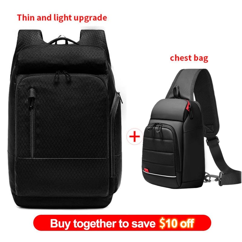Men's 17 Inch Waterproof Laptop Backpack with USB Charging