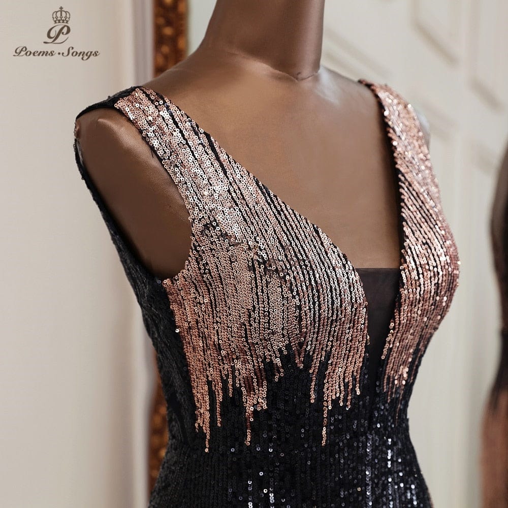 Women's Deep V-Neck Mermaid Formal Evening Dress