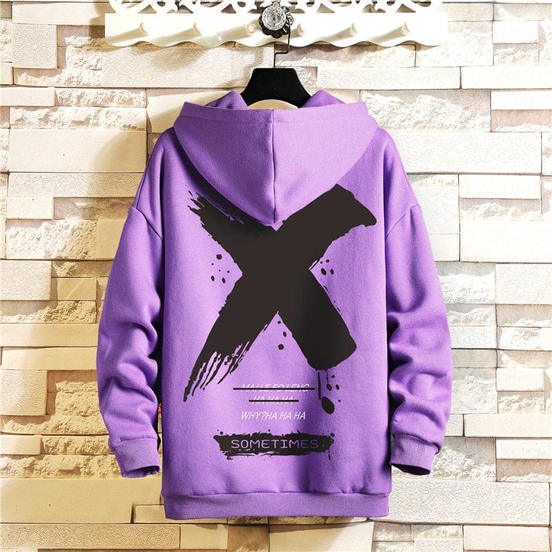 Men's Japanese Print Fleece O-Neck Hoodie Sweatshirt