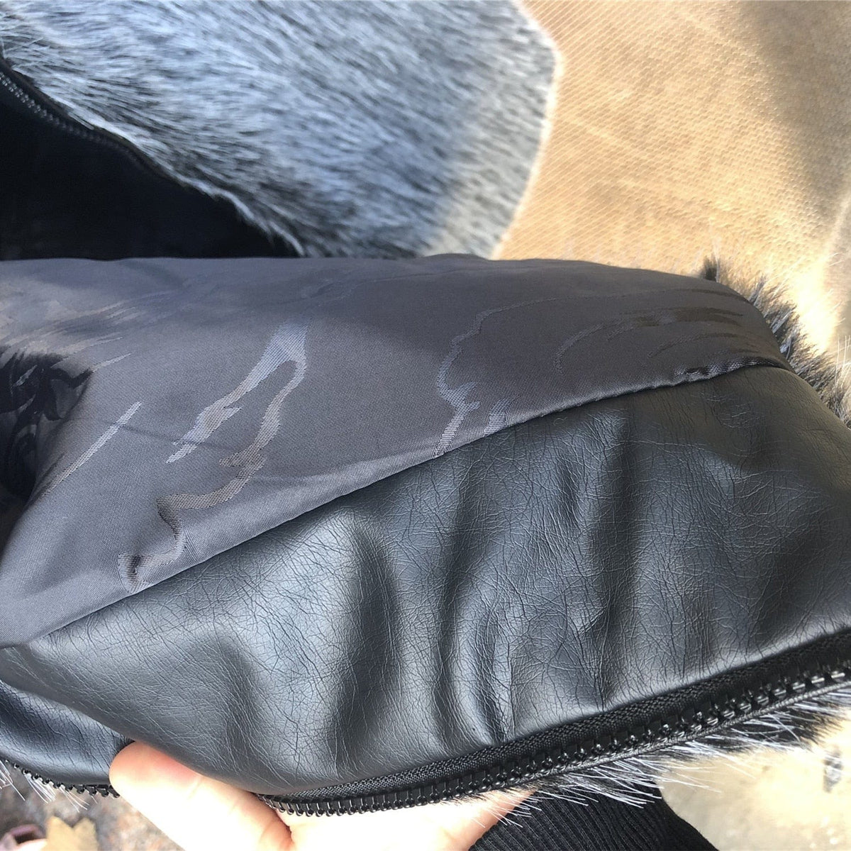 Men's Black Faux Fox Fur Winter Warm Coat Jacket