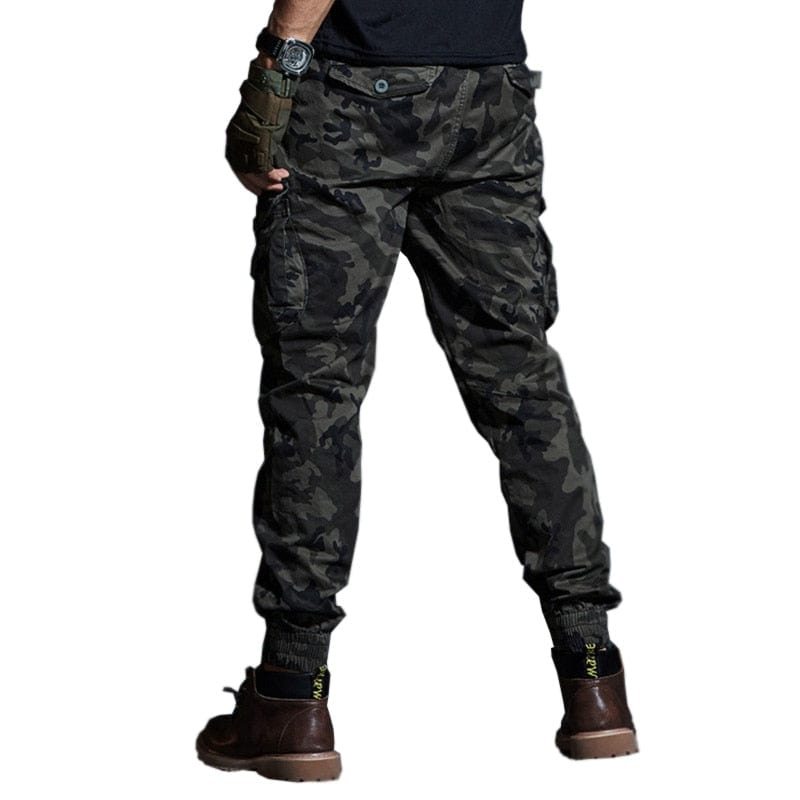 Men's Khaki Camouflage Multi-Pocket Military Cargo Joggers