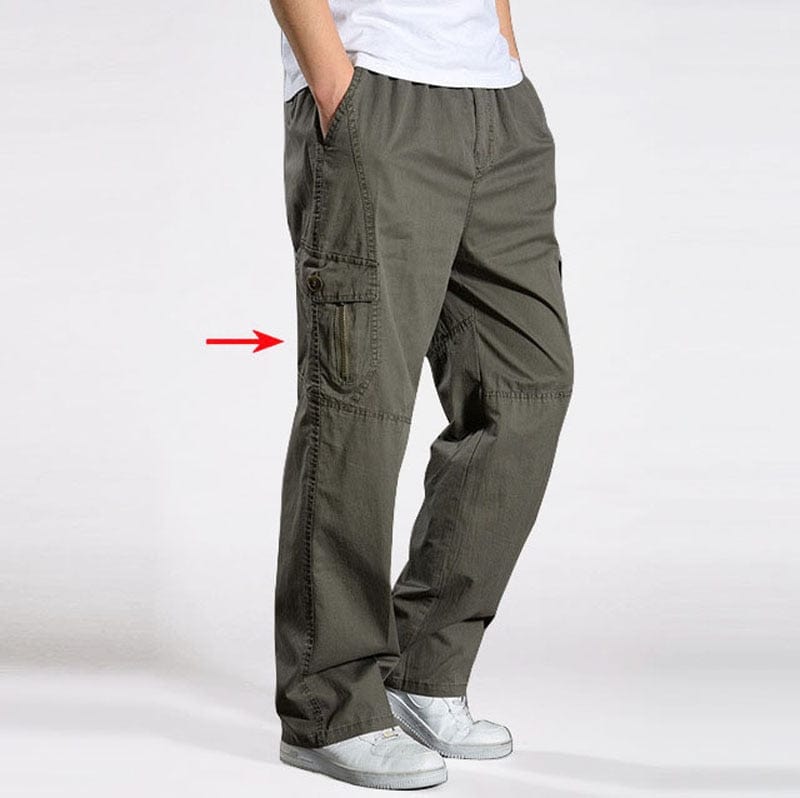 Men's Cotton Loose Multi-Pocket Cargo Pants Joggers