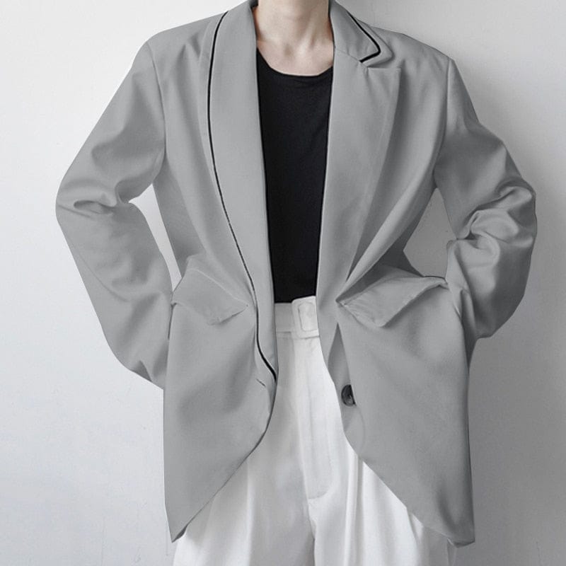 Men's Casual Lapel Long Sleeve One Button Thin Blazer 5XL