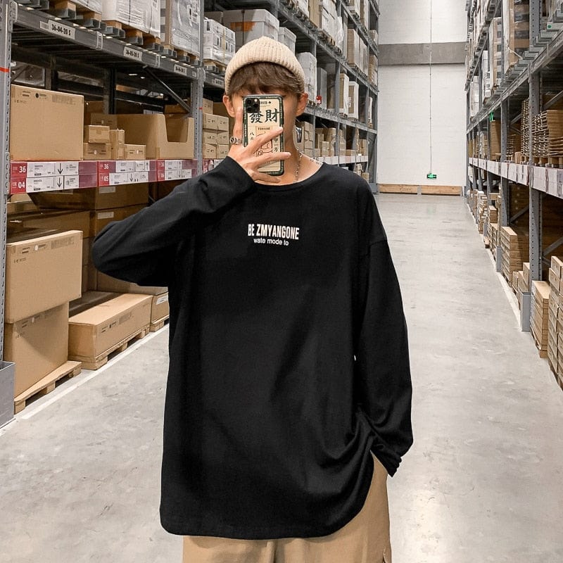 Men's Graphic Letter Long Sleeve Harajuku Street T-Shirt