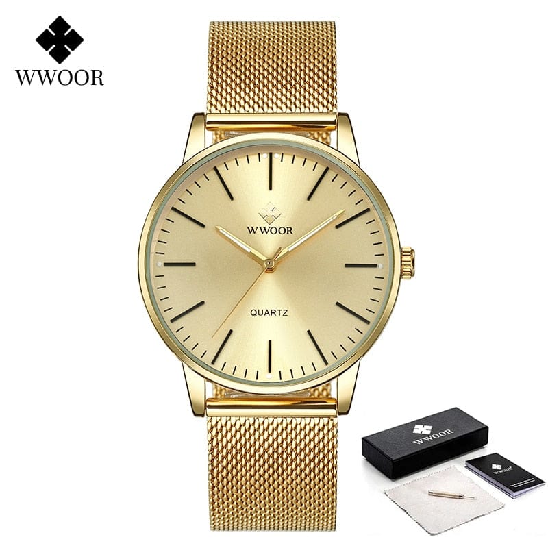 Men's Gold Quartz Wrist Watch 2026, Simple Sports Style