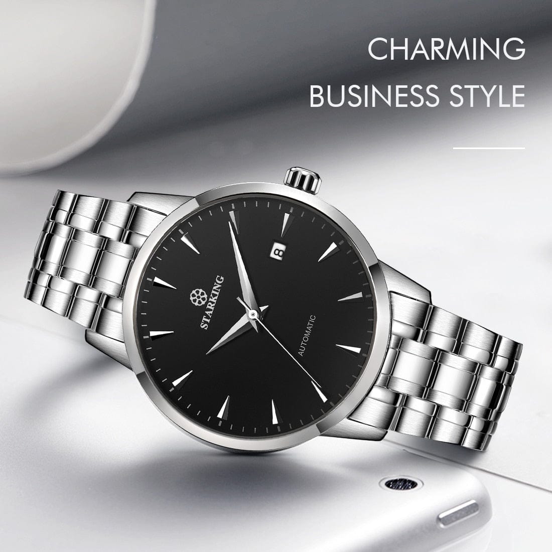 Men's 40mm Ultra-Thin Sapphire Mechanical Watch, Splash-Resistant