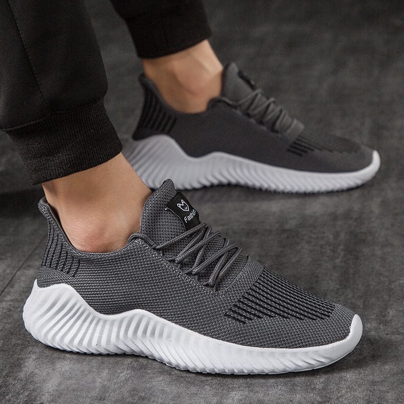 Men's Breathable White Lightweight Walking Sneakers
