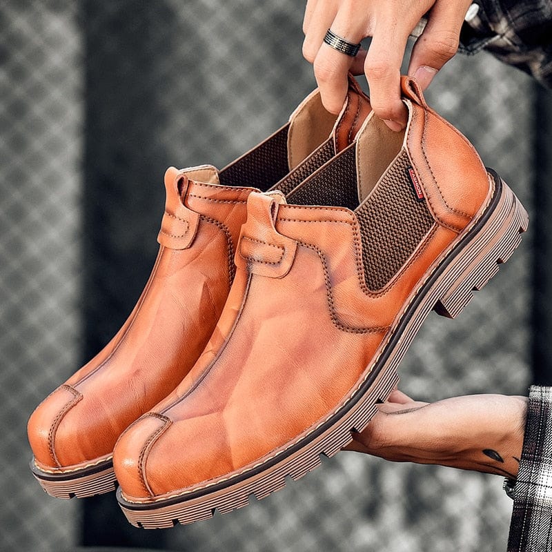 Men's Slip-On Split Leather Chelsea Ankle Boots