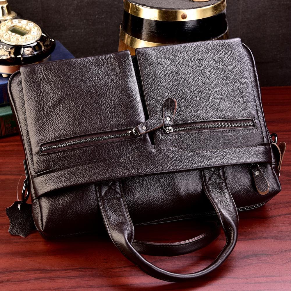 Men's Genuine Leather Laptop Briefcase Messenger Bag