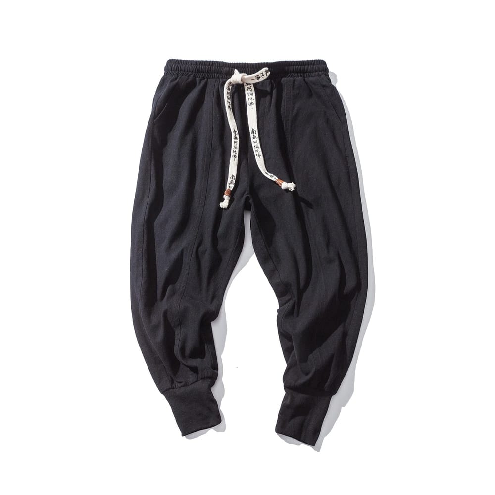Men's Chinese Cotton Linen Elastic Waist Harem Pants